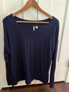 Nordstrom Navy Blue Long-Sleeve Boatneck Top
